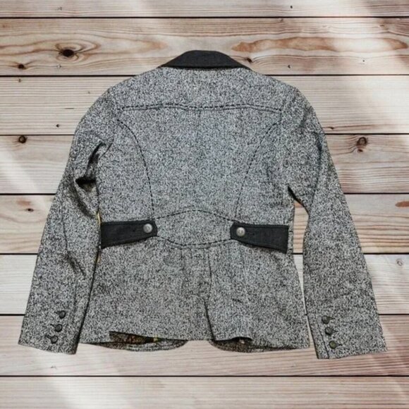 CAbi BLACK & WHITE EQUESTRIAN WOOL BLEND TWEED FOX HUNTER BLAZER SZ 8 - Picture 2 of 11